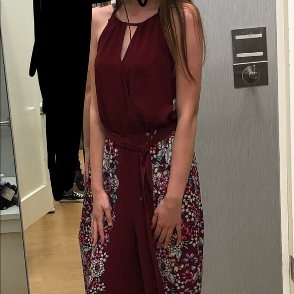 Kohl's Pants - Burgundy Flower Jumpsuit